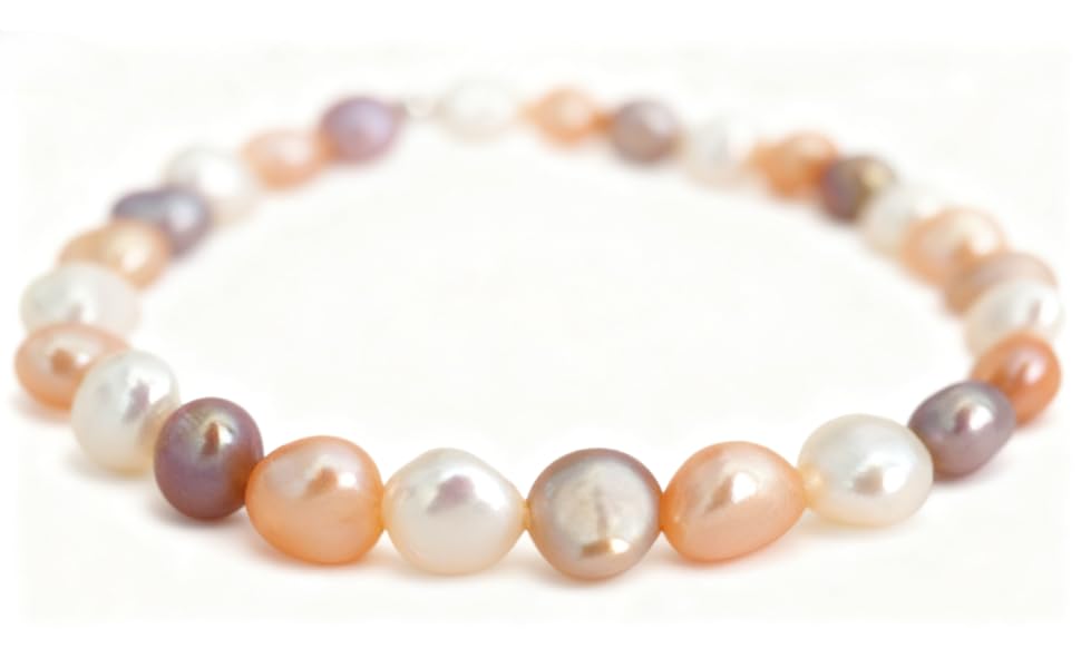 Cultured Baroque Pearl Stretch Bracelet - Multicolor editorial image 4