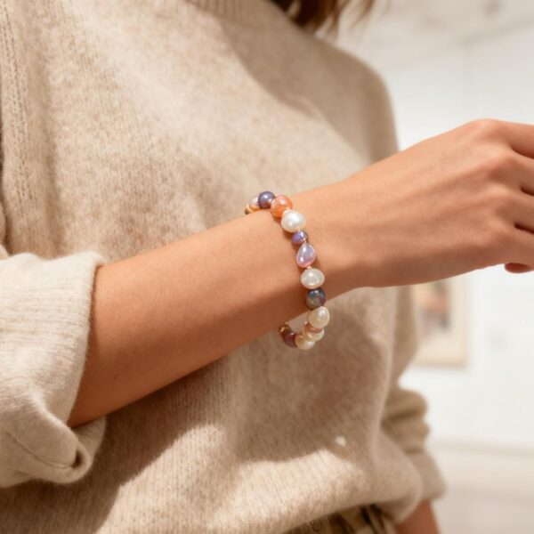 Cultured Baroque Pearl Stretch Bracelet - Multicolor product image 4
