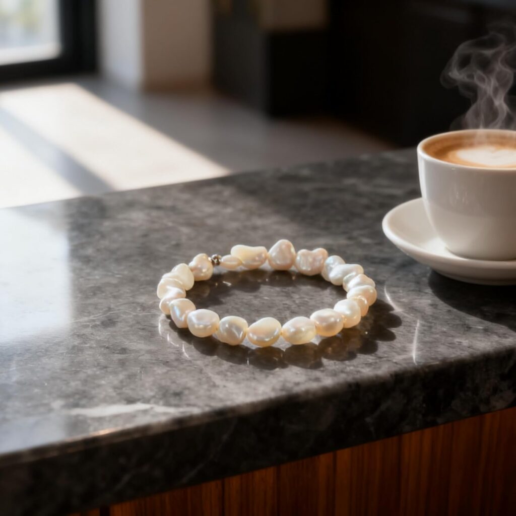 Cultured Baroque Pearl Stretch Bracelet - White product image 2