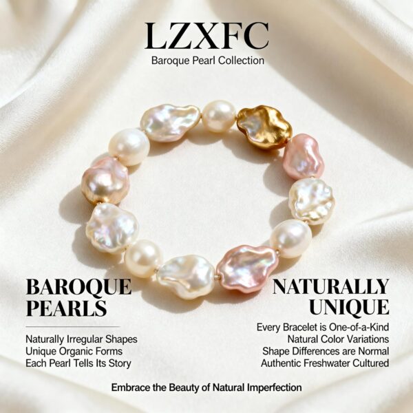 Cultured Baroque Pearl Stretch Bracelet - White product image 7 Cultured Baroque Pearl Stretch Bracelet - White product image 7