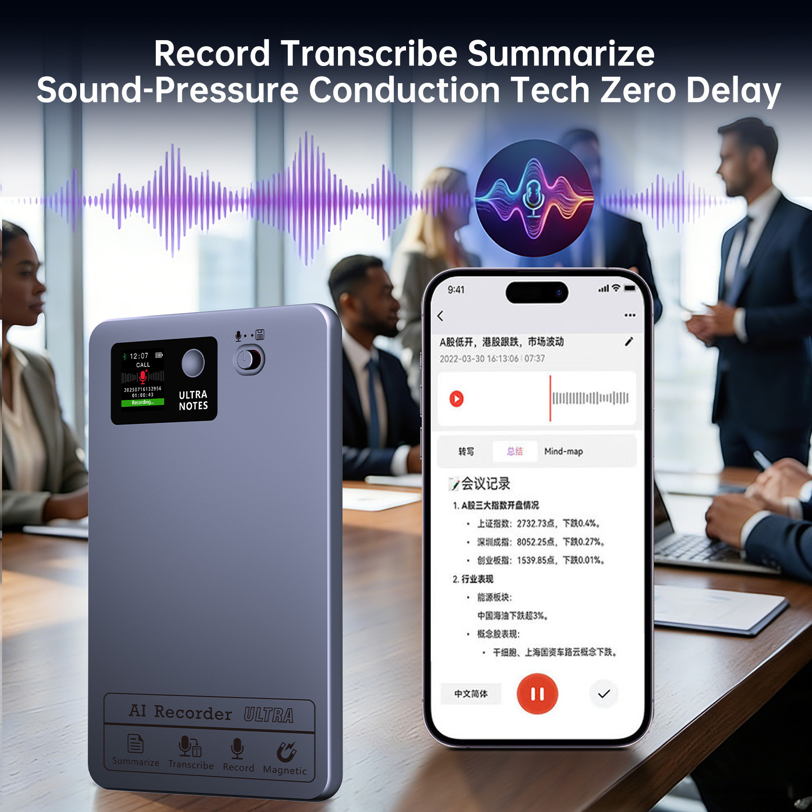 LZXFC Card - Magnetic AI Voice Recorder
