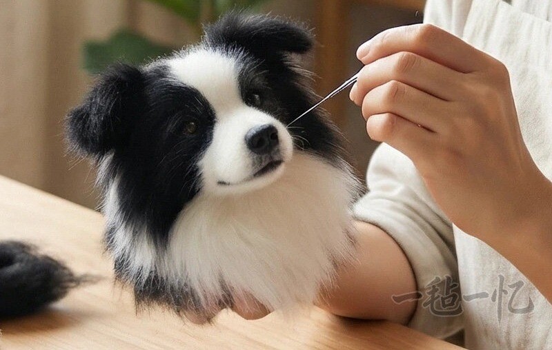 Filtning af hovedet på en border collie i hånden