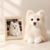 Plush Replica — beside a photograph of the real pet