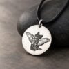 Silver Memorial Pendant — on a dark cord Silver Memorial Pendant — on a dark cord