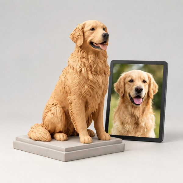3D Printed Pet Statue — side view 3D Printed Pet Statue — side view