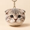 Wool Felt Pet Pendant — grey tabby head keyring