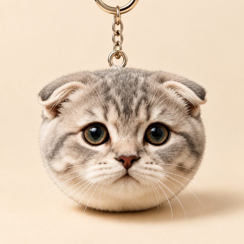 Wool Felt Pet Pendant — grey tabby head keyring