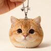 Wool Felt Pet Pendant — orange tabby head keyring