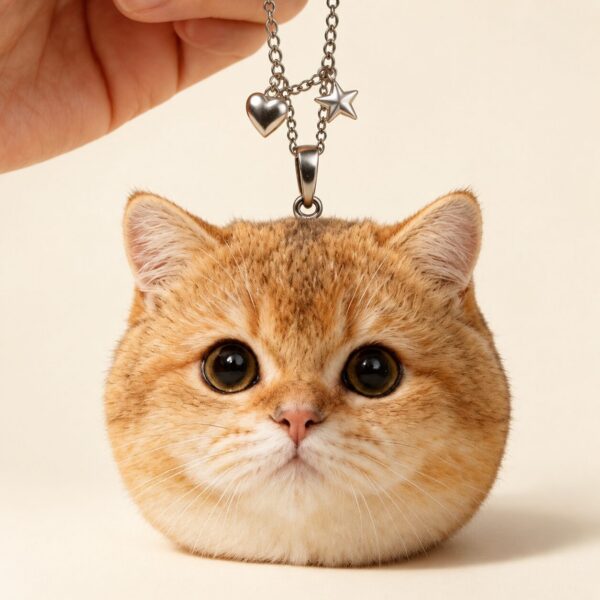 Wool Felt Pet Pendant — orange tabby head keyring
