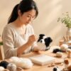 Needle-felting at the workbench