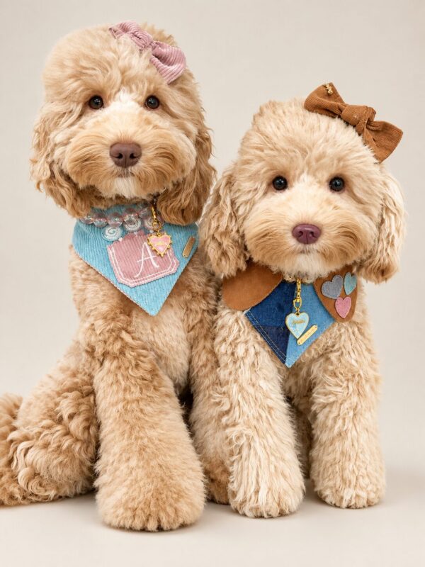 Plush Replica — two replica doodles wearing bandanas