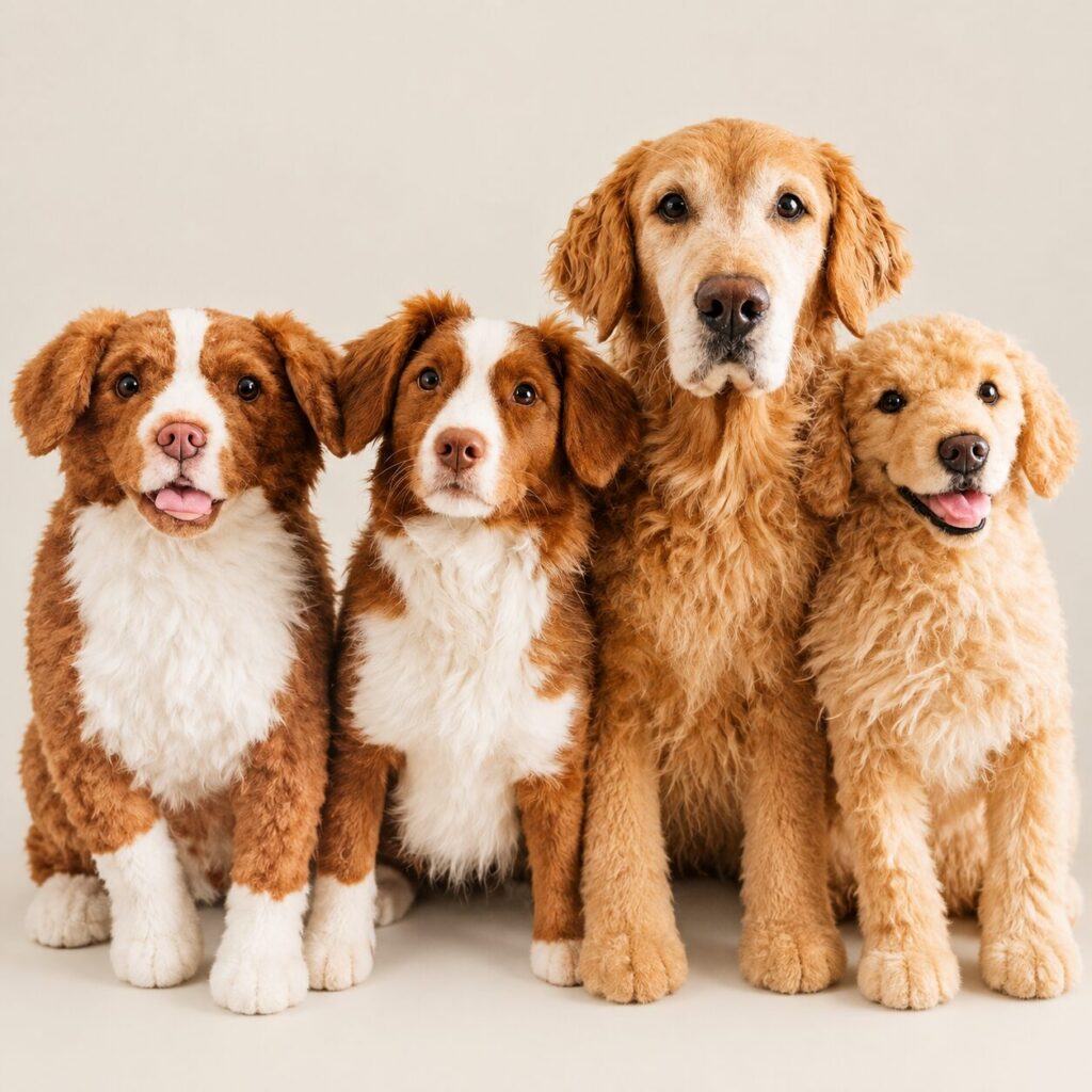 Plush Replica — three replica dogs together