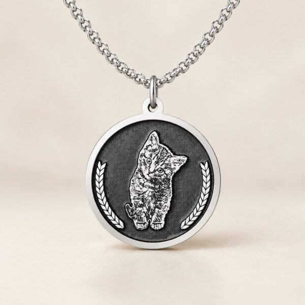 Silver Memorial Pendant — engraved round disc on a chain Silver Memorial Pendant — engraved round disc on a chain