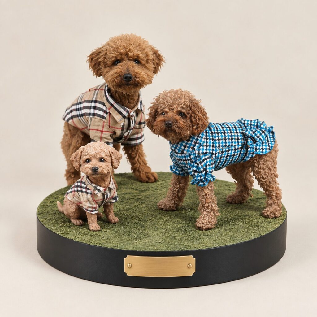 3D Printed Pet Statue — engraved nameplate on the base