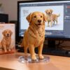 3D printed golden retriever figurine on its acrylic base 3D printed golden retriever figurine on its acrylic base