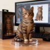 3D printed tabby cat figurine on its acrylic base 3D printed tabby cat figurine on its acrylic base