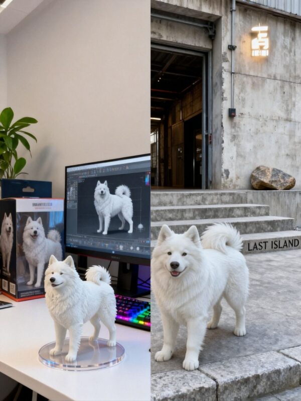 Two 3D printed bichon figurines side by side Two 3D printed bichon figurines side by side